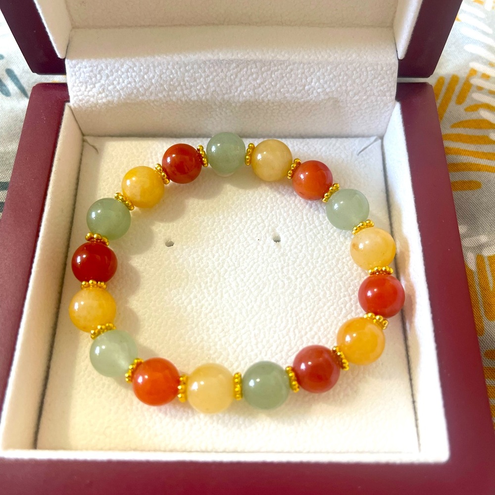 Natural Jade, stretch Bracelet  Gem Healing Jade Beaded Chakra Bracelet Jewelry